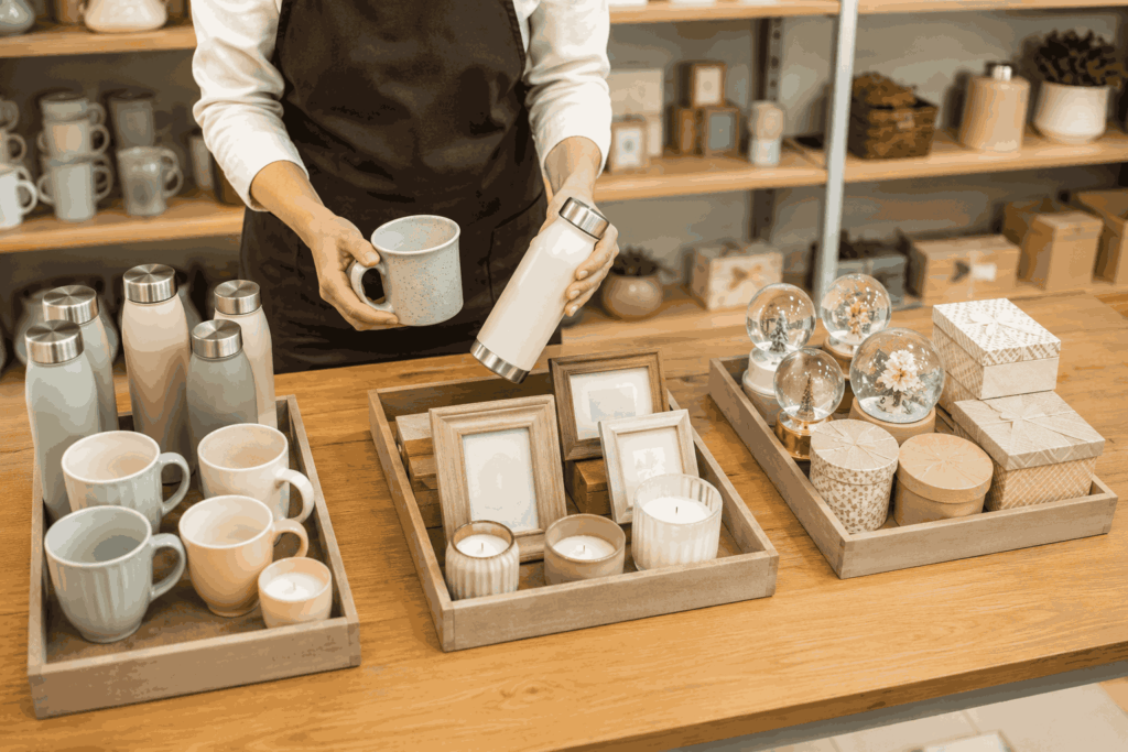 انتخاب ترکیب متنوع اجناس پرفروش مغازه کادویی
